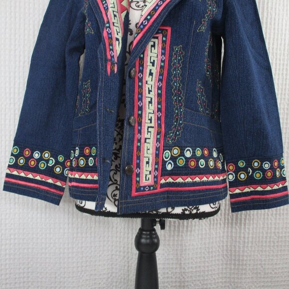 ENTICE Embroidered Denim Jacket Size Small - Picture 3 of 8